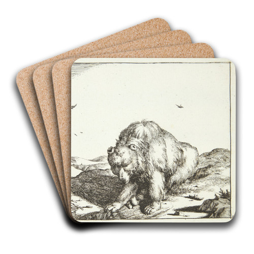 Siddende bjrn, set forfra by Marcus de Bye Art Drink Coaster set