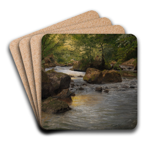 Bergbach mit sitzendem Maler by Johann Wilhelm Schirmer Art Drink Coaster set