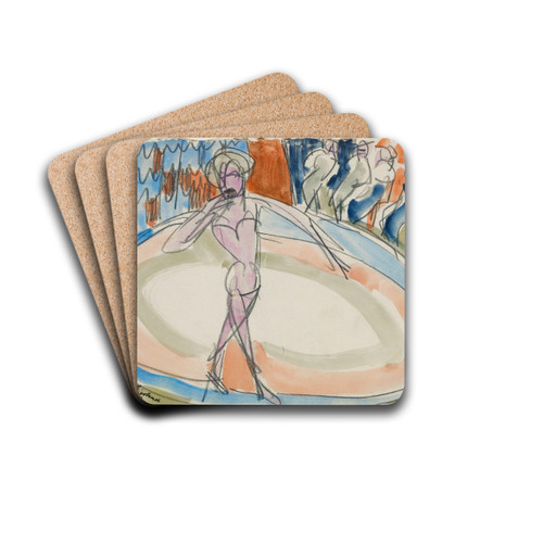 Dancing woman at the cabaret by Ernst Ludwig Kirchner Drink Coasters - set of 4