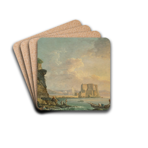 Naples, with the Castel dell'Ovo by Carlo Bonavia Drink Coasters - set of 4