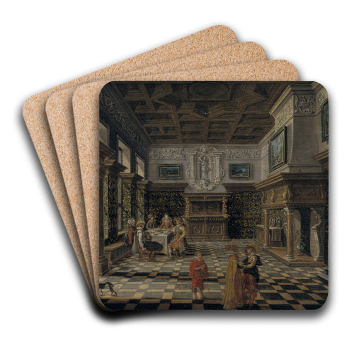 Sumptuous renaissance interior with a banquet by Bartholomeus van Bassen Art Drink Coaster set Sumptuous renaissance interior with a banquet by Bartholomeus van Bassen Art Drink Coaster set