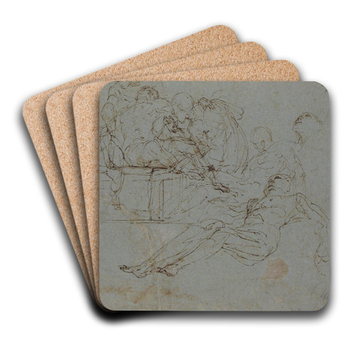 Studies for the Burial of Christ by Ferra Fenzoni Art Drink Coaster set