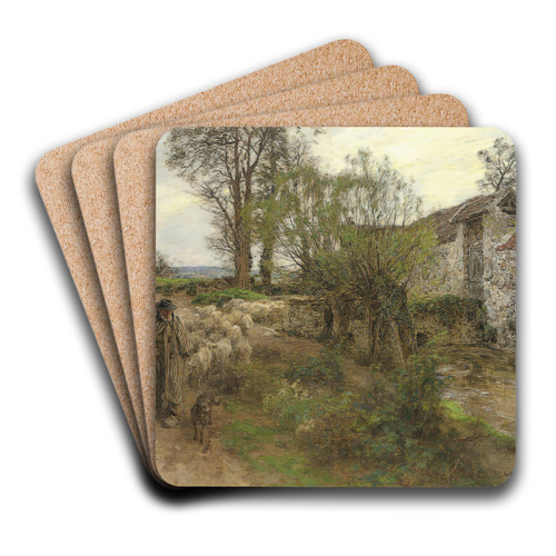 Sortie Du Troupeau Du Rue Chailly by Lon Augustin Lhermitte Art Drink Coaster set