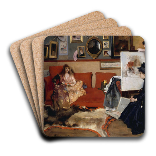 In the Studio by Alfred Stevens Art Drink Coaster set