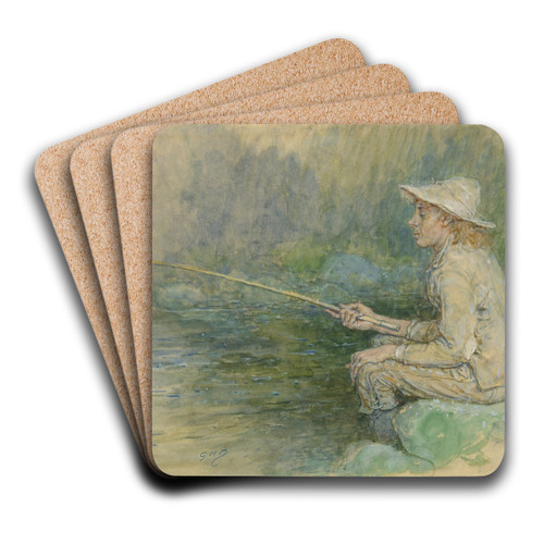 BoyFishing by George Henry Boughton Art Drink Coaster set