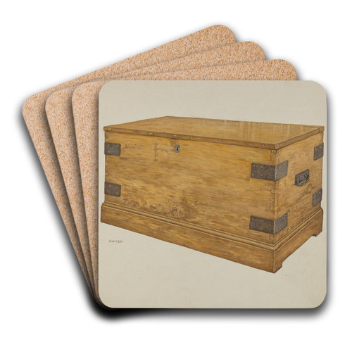 Wooden Chest by James Dwyer Art Drink Coaster set