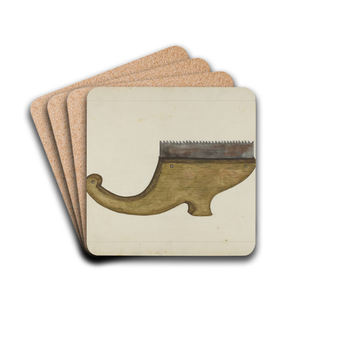 Handmade Saw by Evelyn Bailey Drink Coasters - set of 4 Handmade Saw by Evelyn Bailey Drink Coasters - set of 4