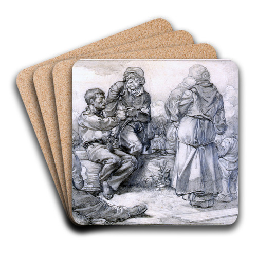 A group of beggars by Johannes Josephus Aarts Art Drink Coaster set