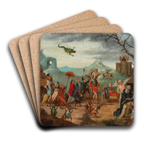 The Temptation of Saint Anthony by Flemish School Art Drink Coaster set