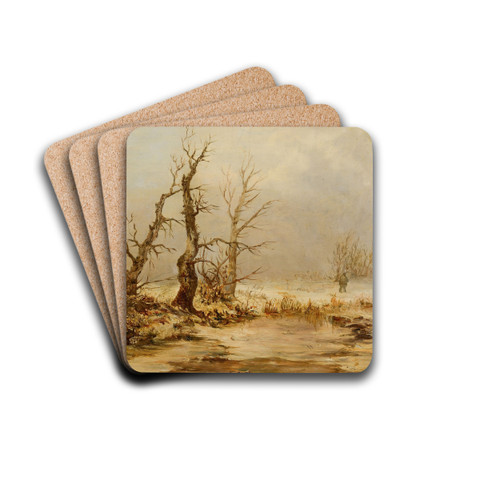 Wintry landscape by August Piepenhagen Drink Coasters - set of 4