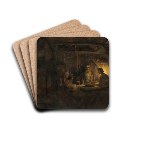 Philemon and Baucis by Rembrandt van Rijn Drink Coasters - set of 4