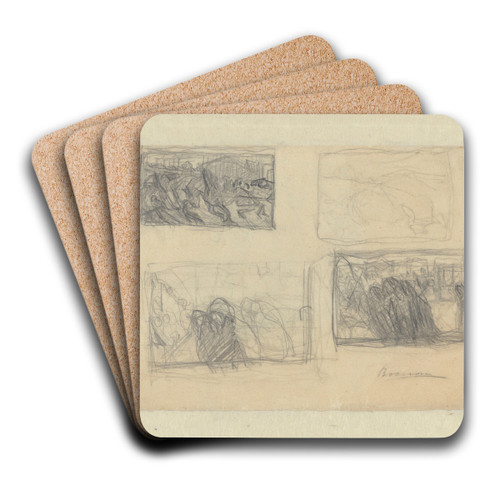 Sheet of Studies by Umberto Boccioni Art Drink Coaster set Sheet of Studies by Umberto Boccioni Art Drink Coaster set