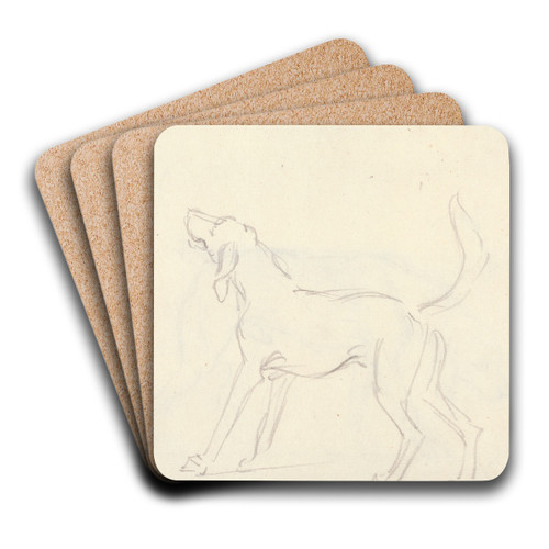 A Hound with head up by James Seymour Art Drink Coaster set A Hound with head up by James Seymour Art Drink Coaster set