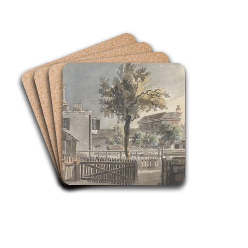 Tree amidst Houses by James Miller Drink Coasters - set of 4 Tree amidst Houses by James Miller Drink Coasters - set of 4
