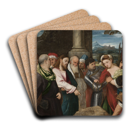 Christ and the adulteress by Bonifacio Veronese Art Drink Coaster set