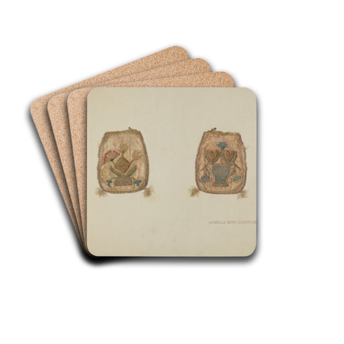 Embroidered Purse by Isabella Ruth Doerfler Drink Coasters - set of 4 Embroidered Purse by Isabella Ruth Doerfler Drink Coasters - set of 4