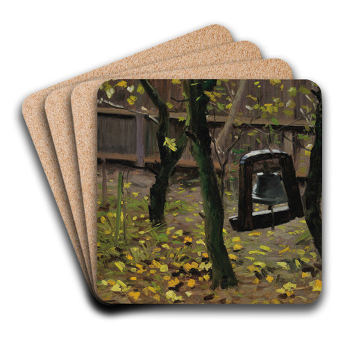 The dinner bell in the garden at Brndum's Hotel by Valdemar Schnheyder Mller Art Drink Coaster set