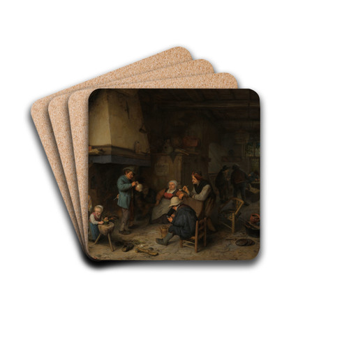 Peasants in an Interior by Adriaen van Ostade Drink Coasters - set of 4 Peasants in an Interior by Adriaen van Ostade Drink Coasters - set of 4