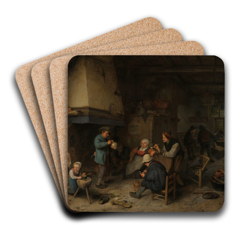 Peasants in an Interior by Adriaen van Ostade Art Drink Coaster set Peasants in an Interior by Adriaen van Ostade Art Drink Coaster set