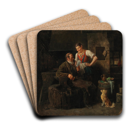 In The Smithy by Friedrich Friedlnder Art Drink Coaster set