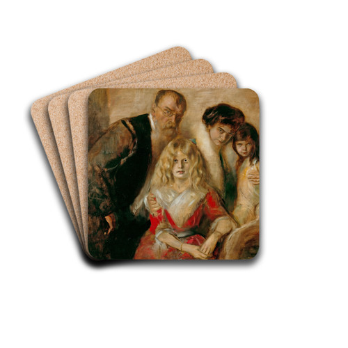 Franz von Lenbach with his wife and daughters by Franz von Lenbach Drink Coasters - set of 4