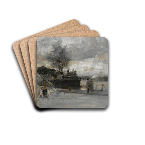 Quai Au Bord De La Seine, Paris by Luigi Loir Drink Coasters - set of 4 Quai Au Bord De La Seine, Paris by Luigi Loir Drink Coasters - set of 4