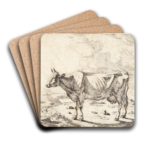 Stende ko, vendt mod venstre by Marcus de Bye Art Drink Coaster set
