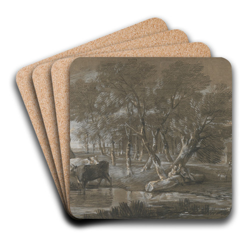 A Moonlit Landscape with Cattle by a Pool by Thomas Gainsborough Art Drink Coaster set A Moonlit Landscape with Cattle by a Pool by Thomas Gainsborough Art Drink Coaster set