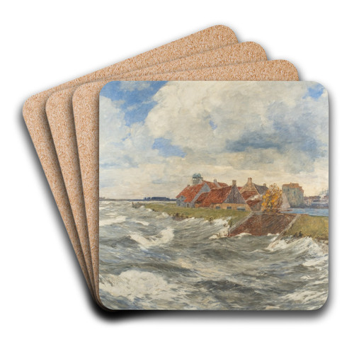 Mouth of Maas at Willemstadt facing Dordrecht by Andreas Dirks Art Drink Coaster set