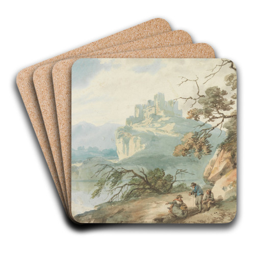 Castle and Figures in a Landscape by Joseph Barber Art Drink Coaster set