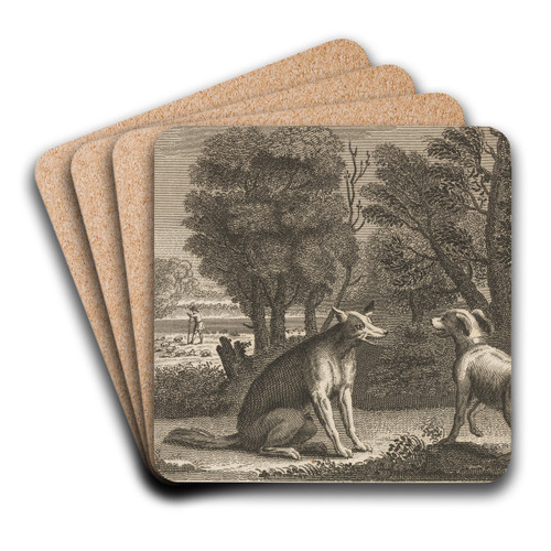 Fable XVII. The Shepherd's Dog and the Wolf by John Wootton Art Drink Coaster set Fable XVII. The Shepherd's Dog and the Wolf by John Wootton Art Drink Coaster set