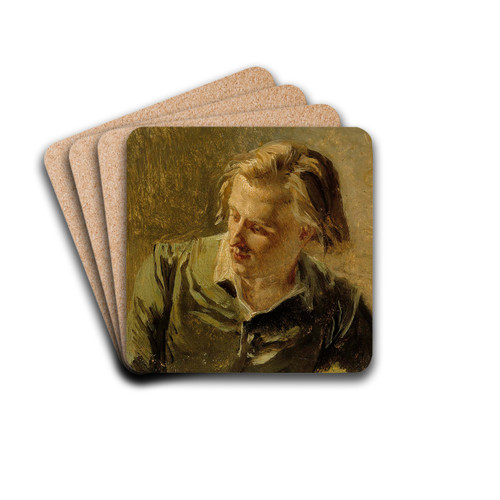 Portrait Of A Young Man by Albert Edelfelt Drink Coasters - set of 4 Portrait Of A Young Man by Albert Edelfelt Drink Coasters - set of 4