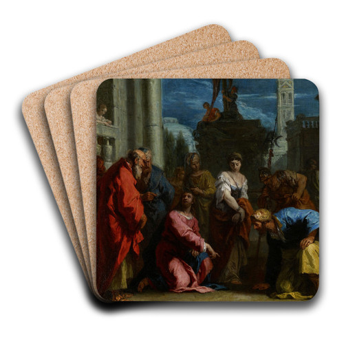 Christ and the Woman Taken in Adultery by Sebastiano Ricci Art Drink Coaster set