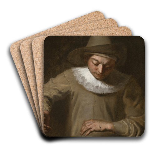 Pierrot Catching a Fly by Philippe Mercier Art Drink Coaster set