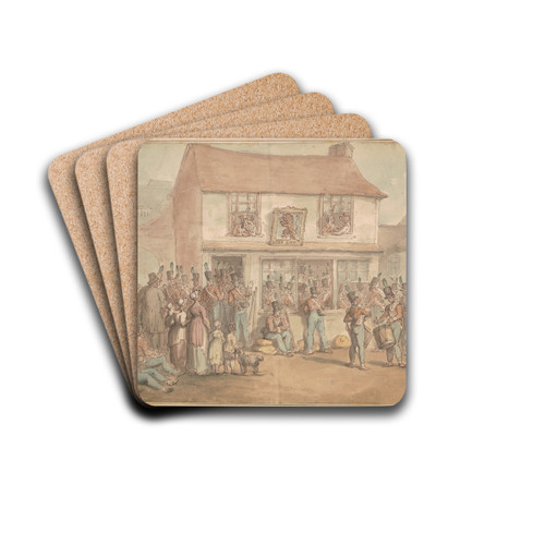Infantry soldiers at the Red Lion by Thomas Rowlandson Drink Coasters - set of 4