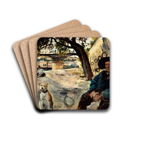 Berges de la Seine au Pont des Arts; le charbonnier by Emile Antoine Guillier Drink Coasters - set of 4