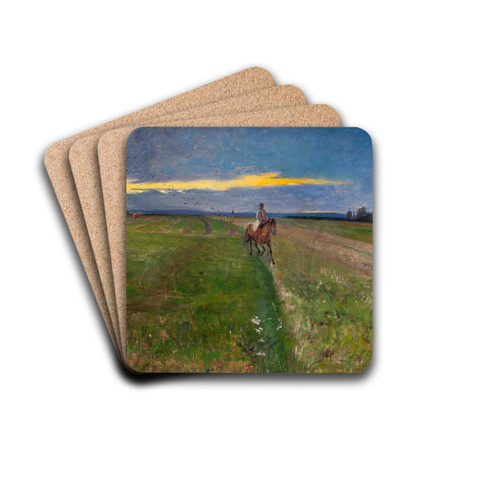 Peasant on horseback by Wodzimierz Tetmajer Drink Coasters - set of 4