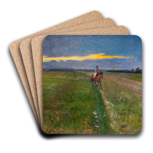 Peasant on horseback by Wodzimierz Tetmajer Art Drink Coaster set