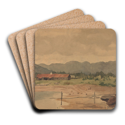 Landscape with a Barn by Gustav Wentzel Art Drink Coaster set