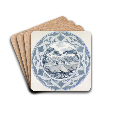 Ontwerp voor een bord met een tuingezicht by Carel Adolph Lion Cachet Drink Coasters - set of 4