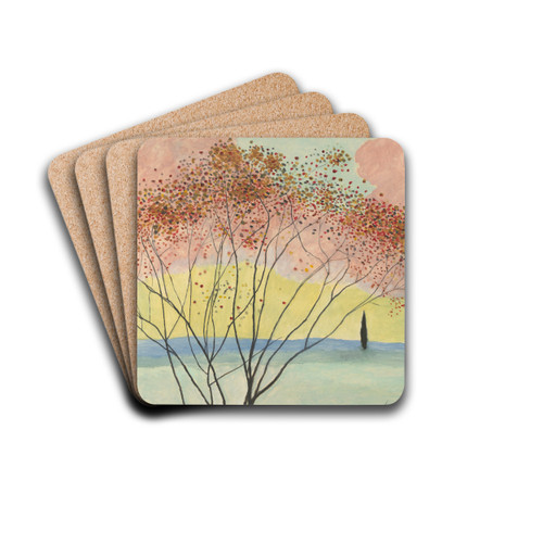 Landschap met bomen op voorplan by Lon Spilliaert Drink Coasters - set of 4 Landschap met bomen op voorplan by Lon Spilliaert Drink Coasters - set of 4