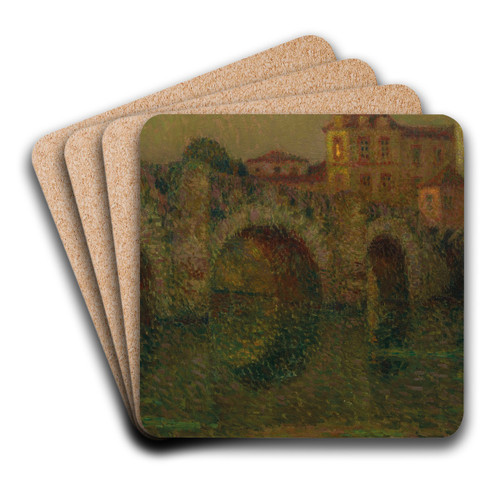 Le Pont au crpuscule, Clisson by Henri Le Sidaner Art Drink Coaster set Le Pont au crpuscule, Clisson by Henri Le Sidaner Art Drink Coaster set
