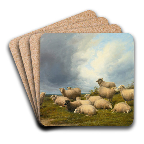 Sheep In A Pasture by Thomas Sidney Cooper Art Drink Coaster set