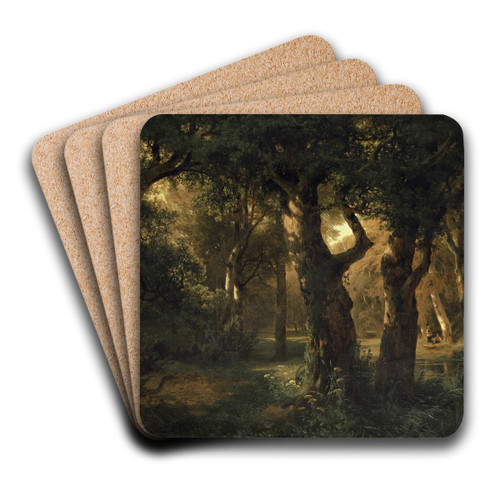 Interior of a Forest by Alexandre Calame Art Drink Coaster set