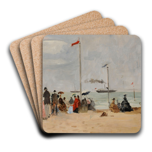 Sur la plage de Trouville by Eugne Boudin Art Drink Coaster set