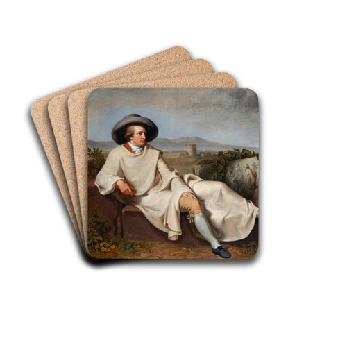 Goethe in the Roman Campagna by Johann Heinrich Wilhelm Tischbein Drink Coasters - set of 4 Goethe in the Roman Campagna by Johann Heinrich Wilhelm Tischbein Drink Coasters - set of 4