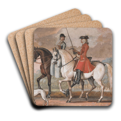 A Gentleman on a Managed Horse Riding Out With a Lady by James Seymour Art Drink Coaster set A Gentleman on a Managed Horse Riding Out With a Lady by James Seymour Art Drink Coaster set