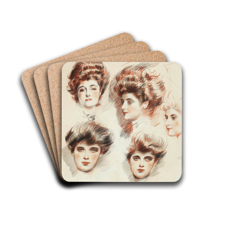 Portraits de Marthe Letellier et d'Ellen Helleu by Paul Csar Helleu Drink Coasters - set of 4