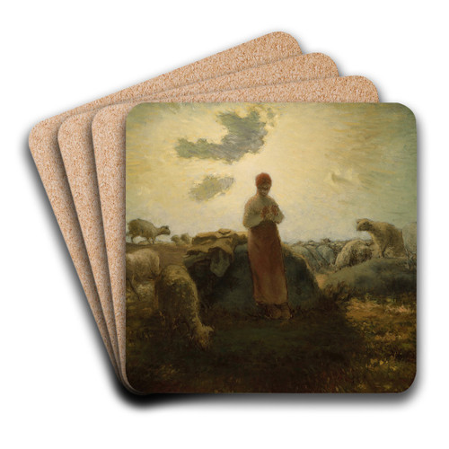 The Keeper of the Herd by Jean-Franois Millet Art Drink Coaster set