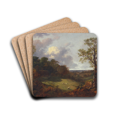 Wooded Landscape with a Cottage and Shepherd by Thomas Gainsborough Drink Coasters - set of 4